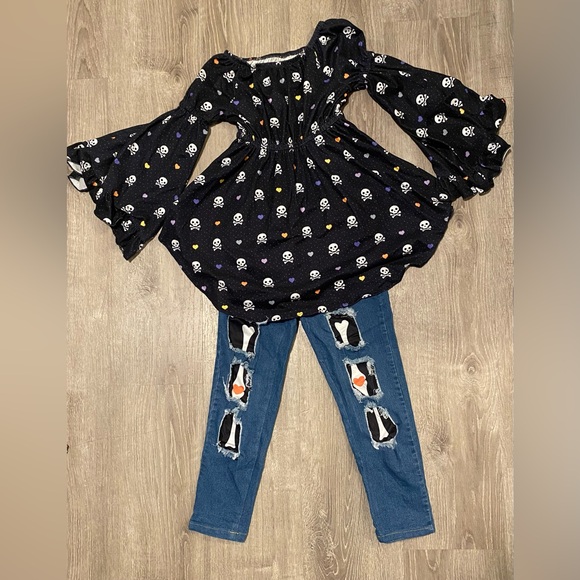 Skull Print Bell sleeves matching set - Picture 1 of 5